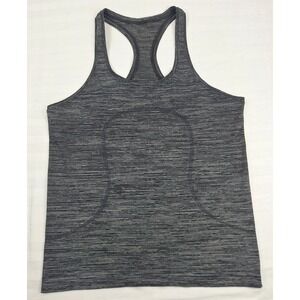 Lululemon Peloton Swiftly Tech Racerback Tank Top 2.0 Black Grey Stripe Sz 12